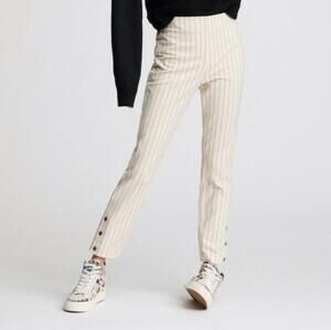Rag & Bone Simone Pants Womens 2 Cream Pinstripe Ankle Slim Tapered Button Hem